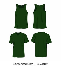 Green sport top and t-shirt isolated vector set