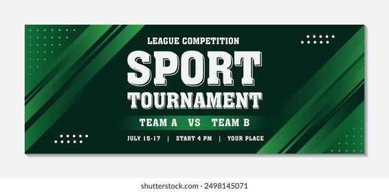 Green sport tournament event modern geometric background banner design, green modern banner cut line pattern