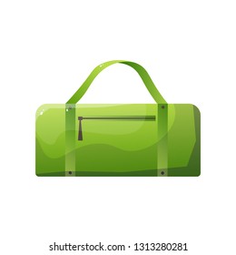 Green Sportive Handbag With Double Handles, Traveler Luggage, Vector Illustration