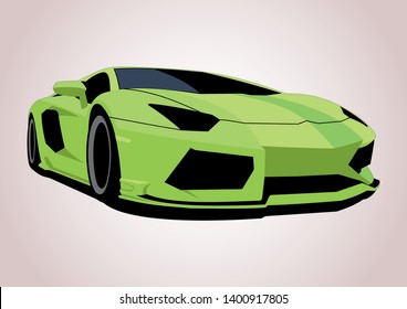 Green Sports Car Vector Layout Lamborghini Stock Vector (Royalty Free