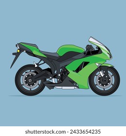 Green sports motorbike. Racing Motorbike Design Illustration Vector.