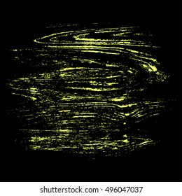 Green spot. Green smear paint. Black background. Grunge texture. Vector.