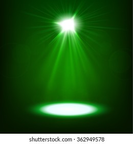 Green spotlight shining