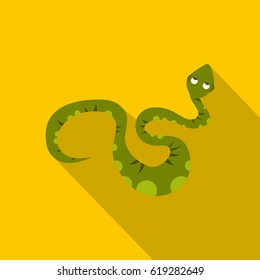 Green spotted snake icon. Flat illustration of green spotted snake vector icon for web