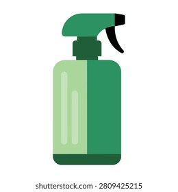 A green spray bottle with a black nozzle and trigger for cleaning liquids on white background