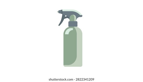 green spray bottle with black nozzle isolated on white background simple shape cleaning tool for household use