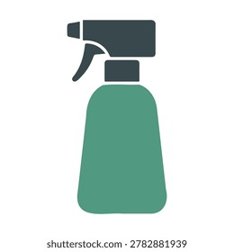 Green spray bottle with trigger nozzle, isolated on white background