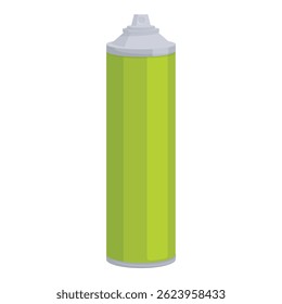 Grüne Spraydose mit grauem Oberteil, die auf weißem Hintergrund steht