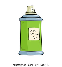 Grüne Sprühdose mit Etikett. Vektorgrafik. Cartoon	