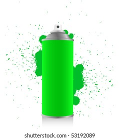 Green spray tin on white background