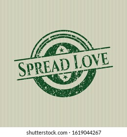 Green Spread Love distress rubber stamp with grunge texture