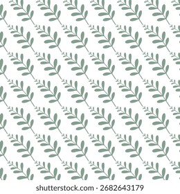 Green sprigs repeated in diagonal rows on a clean white background