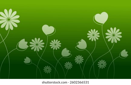 green spring abstract background, flowers or air balloons, seasonal social media marketing blank template