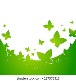 Green Spring Abstract Butterfly Frame, Copyspace 