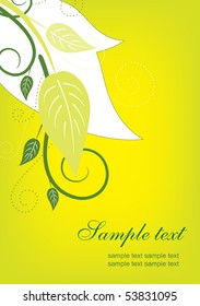 green spring background with leaves and curly branches