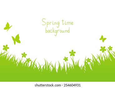 Green spring background with place for text