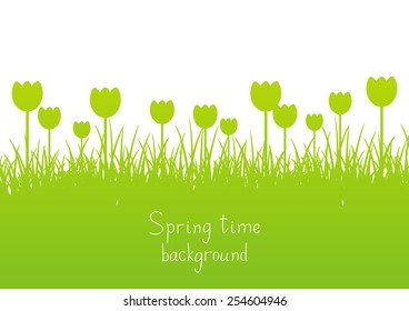 Green spring background with place for text