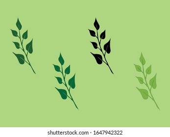 Green spring branches with leaves 