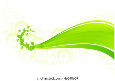 Green spring card. vector illustration