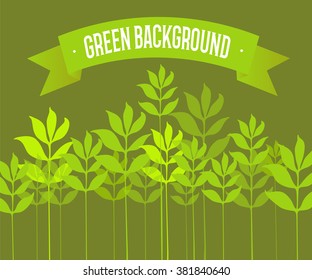 Green spring floral background. Vector illustration