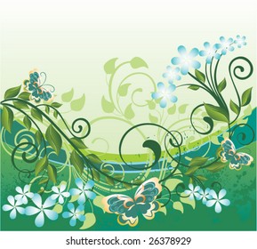 green spring floral decorative background