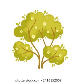 Green, spring flowering bushes. Vector graphics.