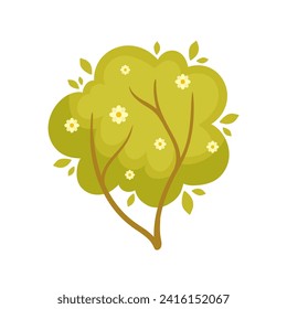 Arbustos verdes y floridos de primavera. Gráficos vectoriales.