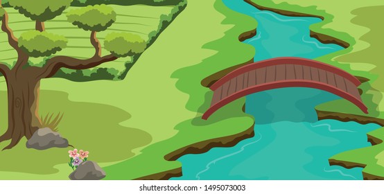 Green spring landscape background vecgtor