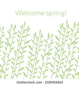 green spring leaf geometric vintage pattern. simple retro style stock vector illustration. for card, invitation, print and web projects.