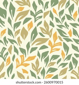 Green Spring Leaves Decorative seamless pattern. Repeating background. Tileable wallpaper print.