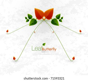 Green spring leaves with hot red idea