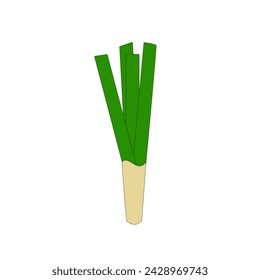 Grüne Frühlingszwiebel Icon flache Design Vektor-Illustration.