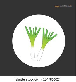 Green spring onion isolated on the white background.vector illustration.