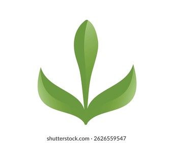 Green spring plant bud illustration in green colors. Sprout, planting and nature design element. Isolated vector image