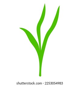 Green spring shoot silhouette, icon, stroke, outline