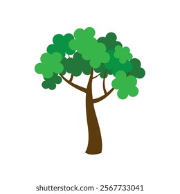 Green spring tree isolated. Vector illustration