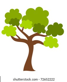 Green spring tree isolated. Vector illustration