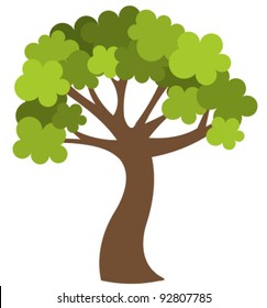 Green spring tree isolated. Vector illustration