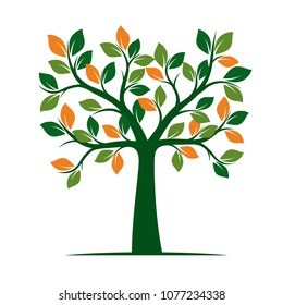 Green Spring Tree. Vector Illustration. Plants in garden.