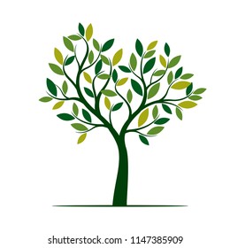 Green Spring Tree. Vector Illustration. Plant in garden.