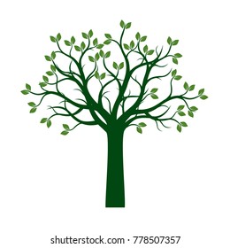 Green Spring Tree. Vector Illustration.