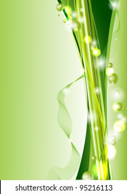 Green spring wave lights abstract