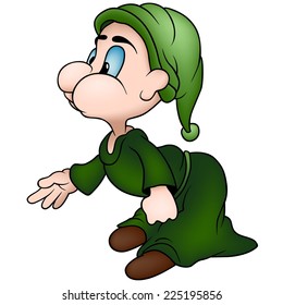 Green Sprite - Cartoon Illustration, Vector