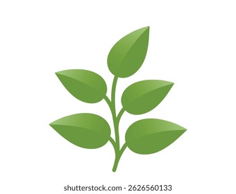 Green sprout with five leaves illustration in green colors. Spring, planting and nature design element. Isolated vector image