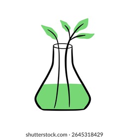 Brote verde en un frasco. Icono conceptual del dibujo de la mano de Hydroponics. Diseño Clipart.