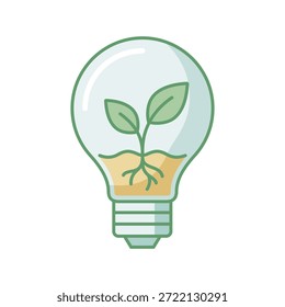 Brote verde que crece de la bombilla, la innovación sostenible y el concepto ecológico de la idea
