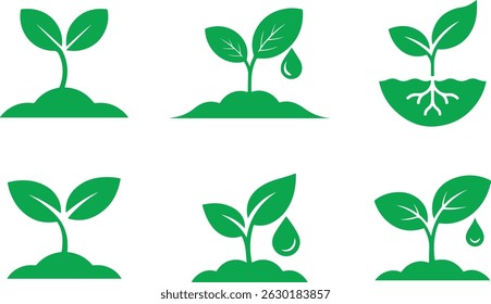 Ícone de broto verde para a natureza ou crescimento Coleção de arte vetorial.