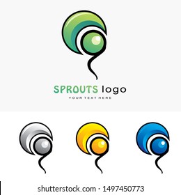 Green sprout logo set modern color style
