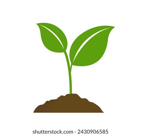 Green Sprout Logo With White background , Vector Illustration
