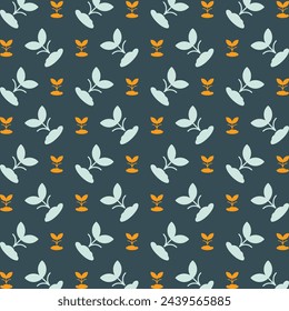 Green sprout sensational trendy multicolor repeating pattern vector illustration background